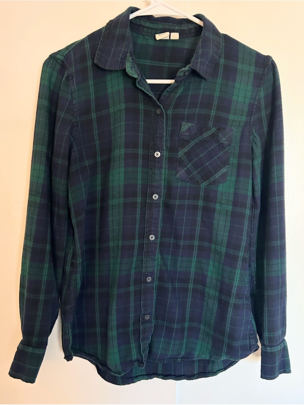 GAP Green & Navy Plaid Button-Down Shirt